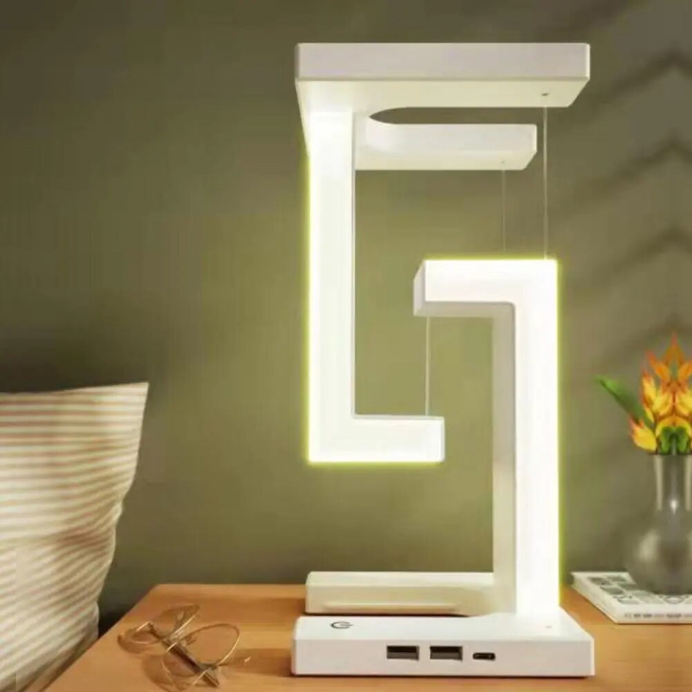Magnetic Levitation Table Lamp Living Room Bedroom Decoration Bedside Table Lamp with Smartphone Wireless Charging Night Light