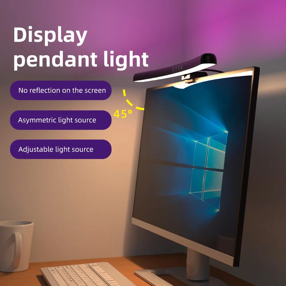 USB Stepless Dimming Screen Hanging Light Curved Screen Monitor Light Bar RGB Background Atmosphere Desk Lamp Monitor Light Bar