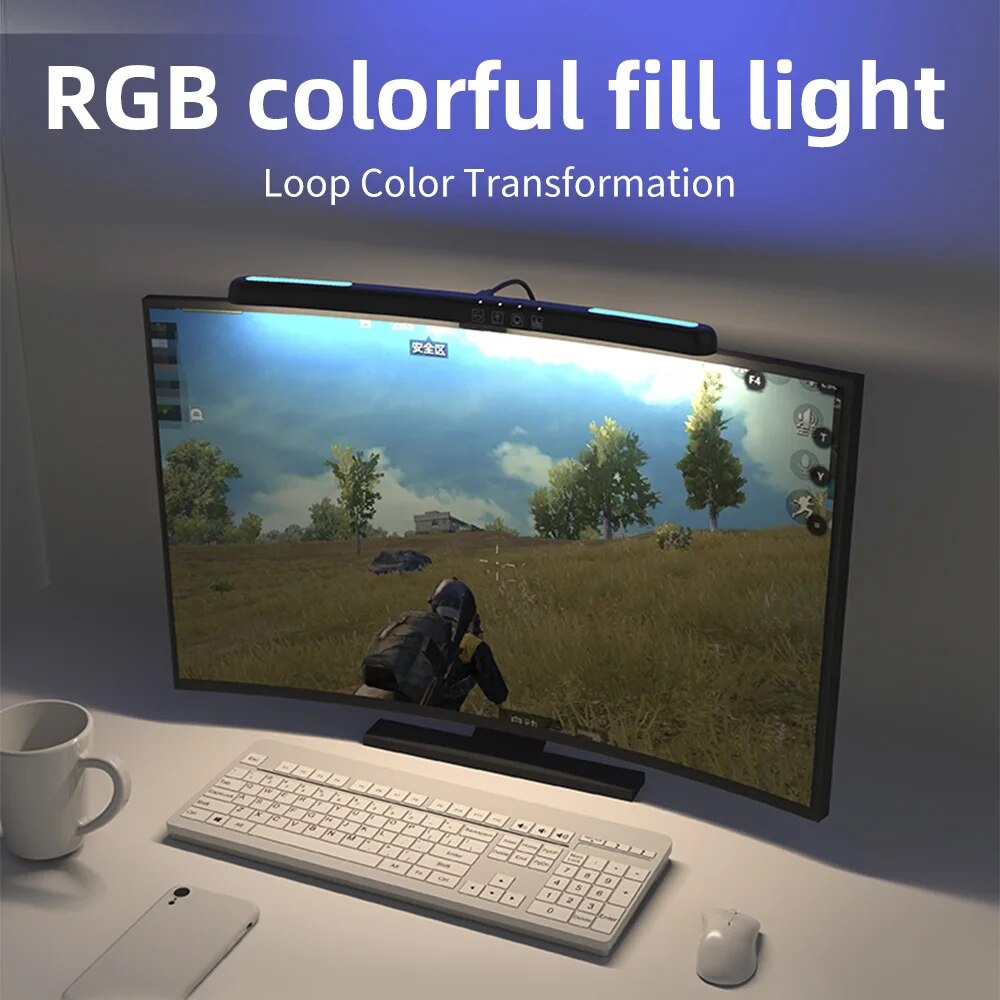 USB Stepless Dimming Screen Hanging Light Curved Screen Monitor Light Bar RGB Background Atmosphere Desk Lamp Monitor Light Bar