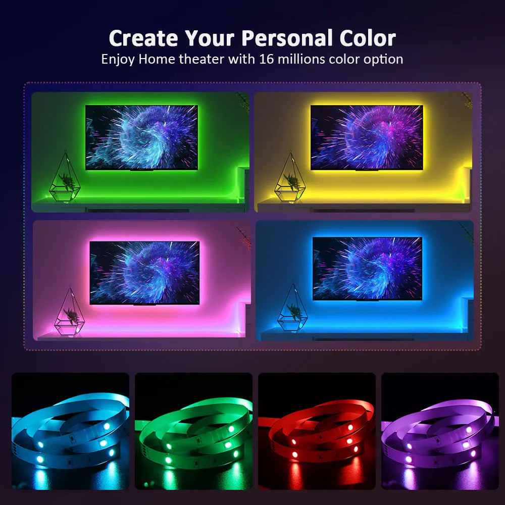 USB RGB Led Strip TV backlight , APP Color Changing