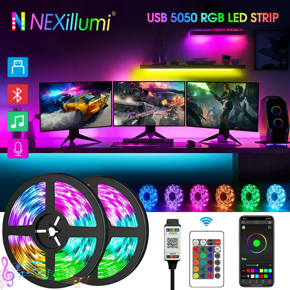 USB RGB Led Strip TV backlight , APP Color Changing